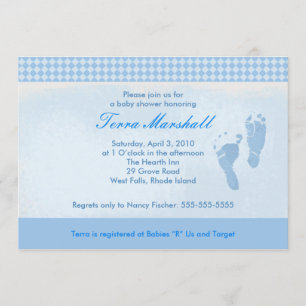 Baby Feet Blue Baby Shower Invitation Size: 5 x 7