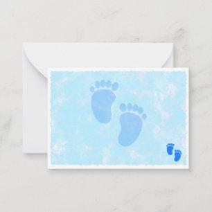 Baby Feet Boy Baby Shower Blank Blue Card