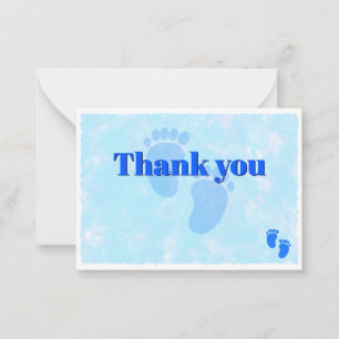Baby Feet Boy Baby Shower Custom Blue Thank You  Card