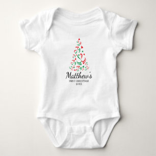 Baby feet forming Christmas tree,first Christmas Bodysuit