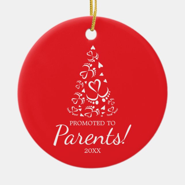 Baby feet forming Christmas tree,first Christmas Ceramic Tree Decoration (Front)