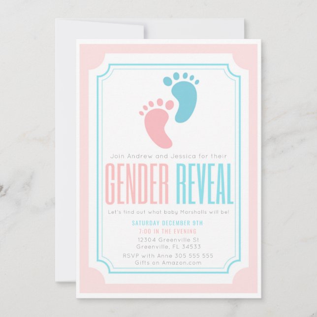 Baby Feet Gender Reveal Invitation (Front)