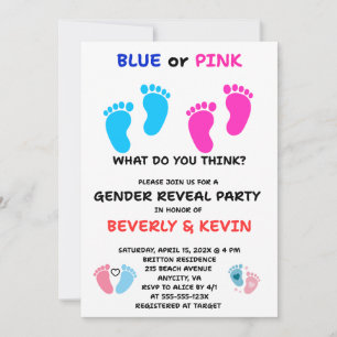 Baby Feet Gender Reveal Party Invitation