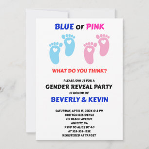 Baby Feet Gender Reveal Party Invitation