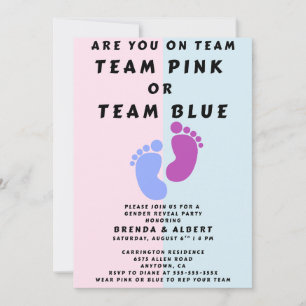 Baby Feet Gender Reveal Party Invitation