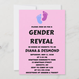 Baby Feet Gender Reveal Party Invitation