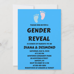 Baby Feet Gender Reveal Party Invitation