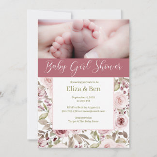 Baby Feet Girl Shower Invitation