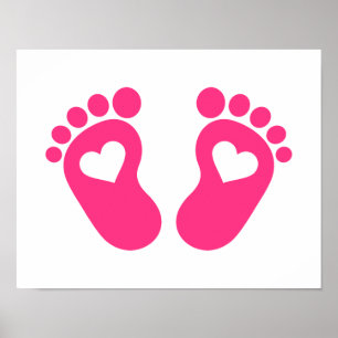 Baby feet hearts poster