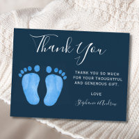 Baby Feet Navy Blue Baby Shower Thank You