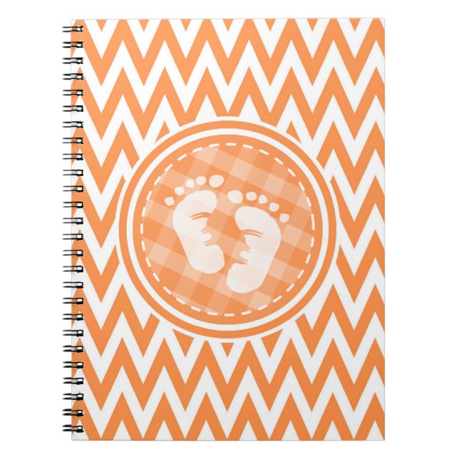 Baby Feet; Orange and White Chevron Spiral Notebook (Front)
