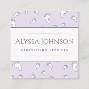 Baby Feet Pattern Babysitter Nanny Infant Care Fun Square Business Card
