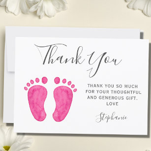 Baby Feet Pink Baby Shower  Thank You Card