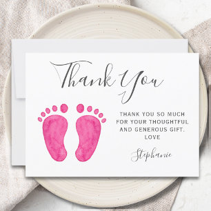 Baby Feet Pink Baby Shower Thank You Card