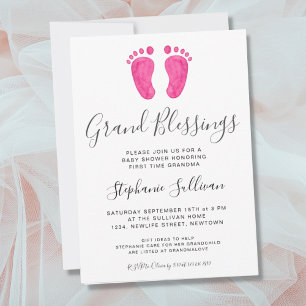 Baby Feet Pink Grandma Baby Shower Invitation