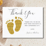 Baby Feet Yellow Glitter Baby Shower Thank You Postcard<br><div class="desc">This Baby Shower Thank You Card is decorated with modern typography and cute yellow glitter baby's feet. Easily customisable with your own message. Use the Customise Further option to change the text size, style or colour if you wish. Because we create our own artwork you won't find this exact image...</div>