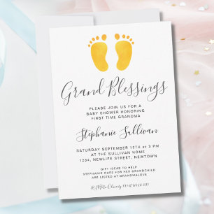 Baby Feet Yellow Grandma Baby Shower Invitation