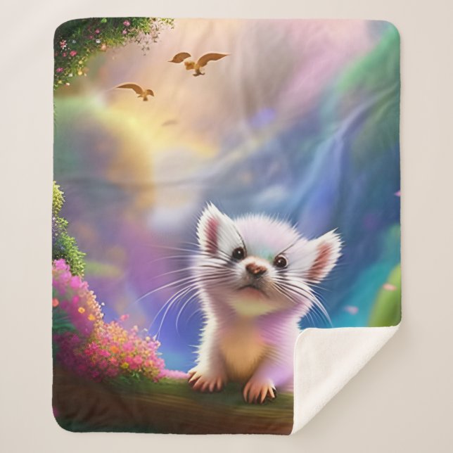 Baby Ferret Sherpa Blanket (Front)