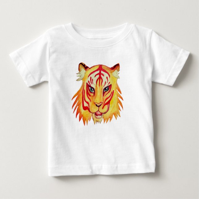 Baby Fine Jersey T-Shirt Tiger Drawing (Front)
