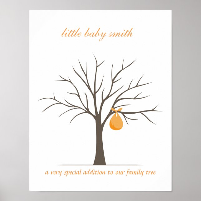 Baby Fingerprint Tree - Orange Poster (Front)