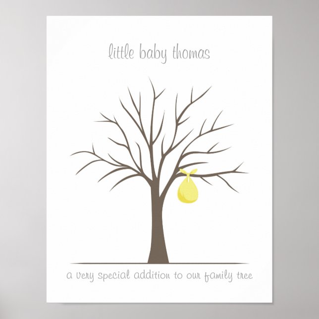 Baby Fingerprint Tree - Yellow Poster (Front)