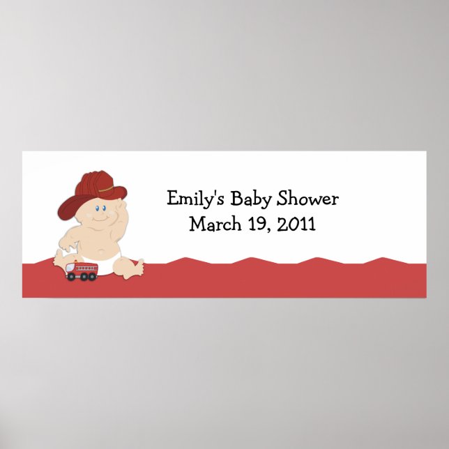 BABY FIRE FIGHTER Baby Shower /  Birthday Banner Poster (Front)