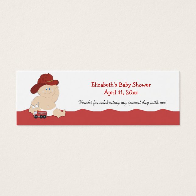 Baby Fire Fighter Customised Favour Tag Card (Front)