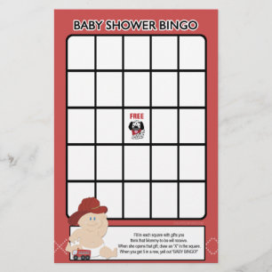 Baby Firefighter Baby Shower Bingo Game