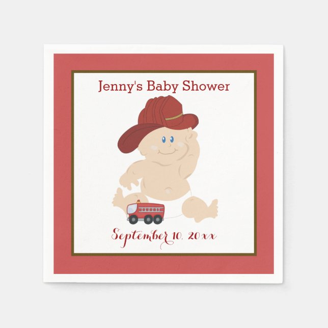Baby Firefighter Customised Napkins (Front)
