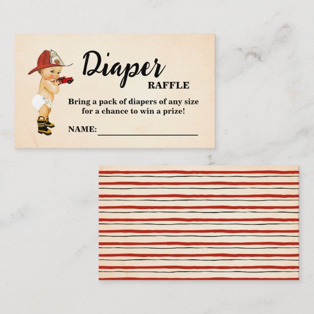 Baby Firefighter Diaper Raffle Ticket Baby Shower (Front/Back)
