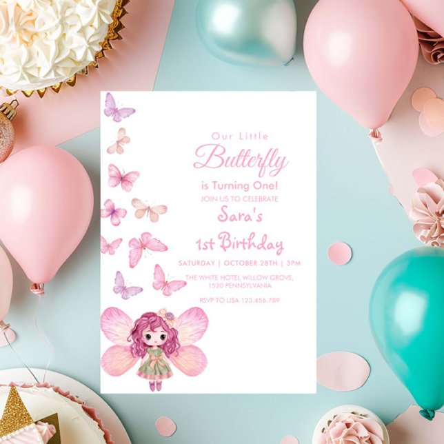 baby First 1st Birthday LItlle Butterfly Party Invitation (Creator Uploaded)