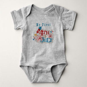 Baby First 4th of July Light Grey One Piece Bodysuit