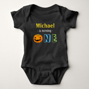 Baby First Birthday Halloween Spooky Pumpkin Bodysuit