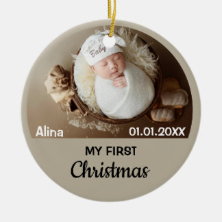 Baby First Christmas 2 Photo Ornament Personalized