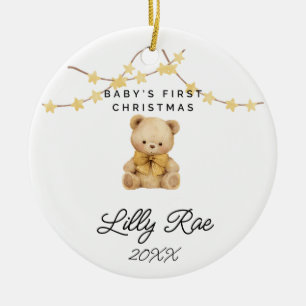 Baby First Christmas Animal Cute Teddy Bear Unisex Ceramic Tree Decoration