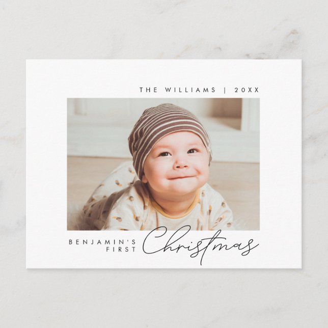 Baby First Christmas, Announcement with Photo Postcard (Front)