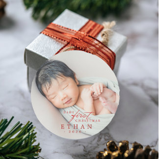 Baby First Christmas Classic Round Sticker