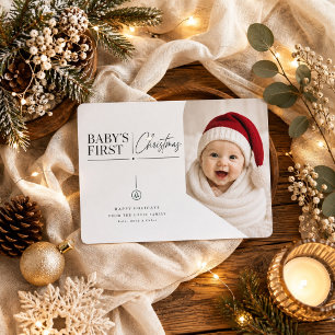 Baby First Christmas Corner Cut Holiday Photo Card