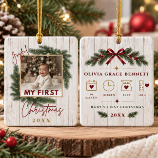 Baby First Christmas Custom Photo Birth Ornament