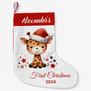 Baby first Christmas cute Giraffe personalised Small Christmas Stocking