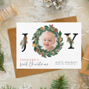 Baby First Christmas Elegant & Botanical  Holiday Card