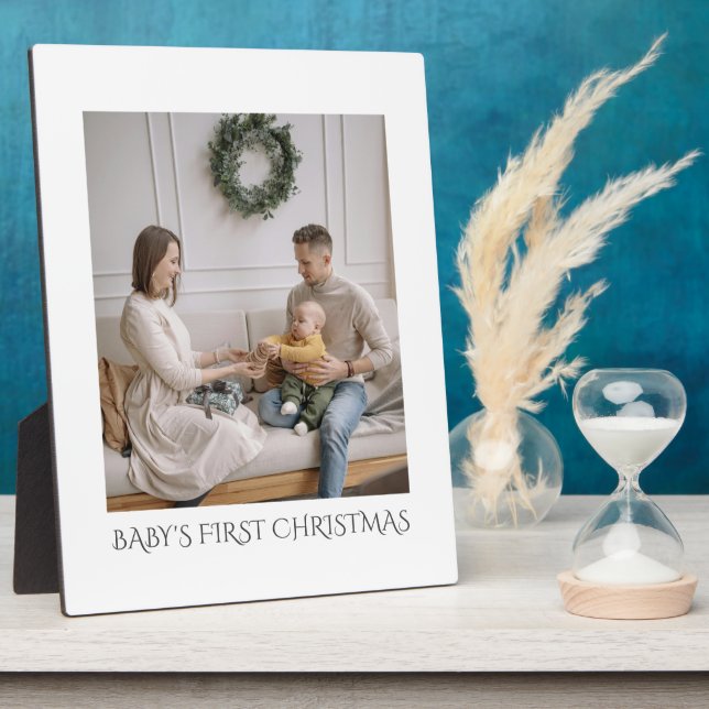 Baby First Christmas Family Photo  Plaque (Side)