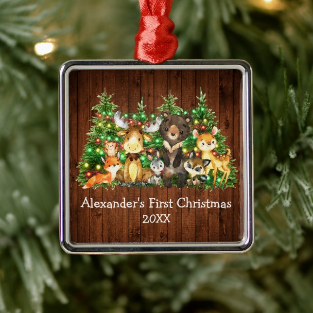 Baby First Christmas Forest Animals Trees Lights Metal Tree Decoration (Tree)