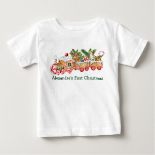 Baby First Christmas Gingerbread Train Candy T-Shirt