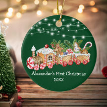 Baby First Christmas Gingerbread Train Lights
