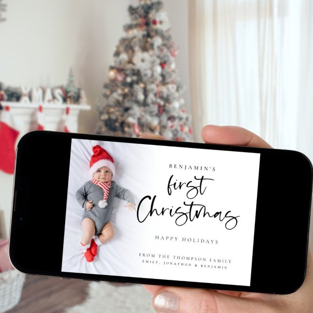 Baby First Christmas Photo 2026 Calendar Holiday Card (Also available digitally)