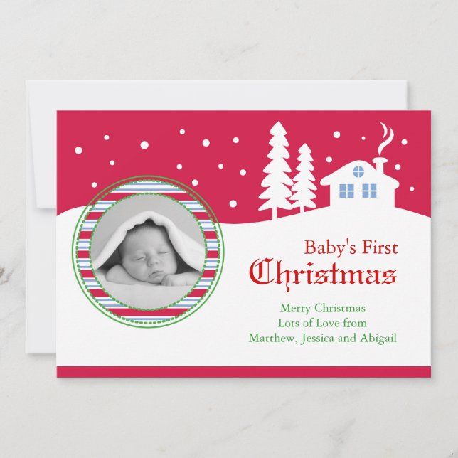 Baby First Christmas Photo Card (Front)