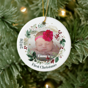 Baby First Christmas Photo Ceramic Tree Decoration