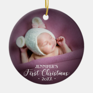 Baby First Christmas Photo Ceramic Tree Decoration