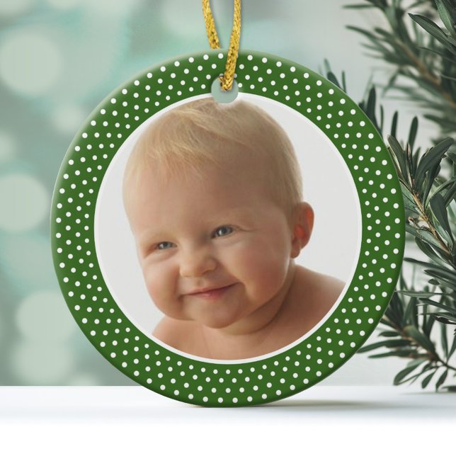 Baby' First Christmas - PHOTO FRAME Ceramic Tree Decoration (Personalized Christmas Photo Ornament)